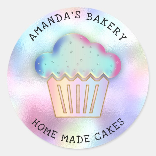 Sticker Rond Cakes Sweets Cupcake Accueil Boulangerie Holograph (Devant)