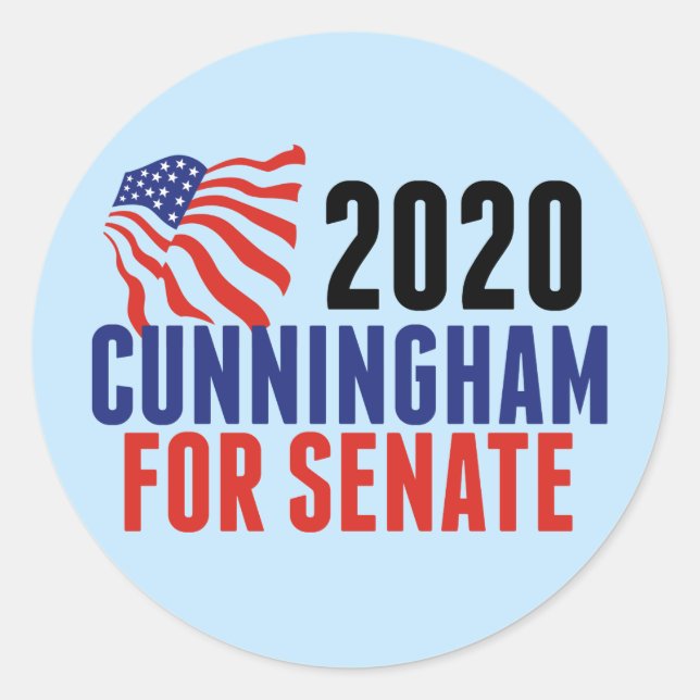 Sticker Rond Cal Cunningham pour le Sénat (Devant)
