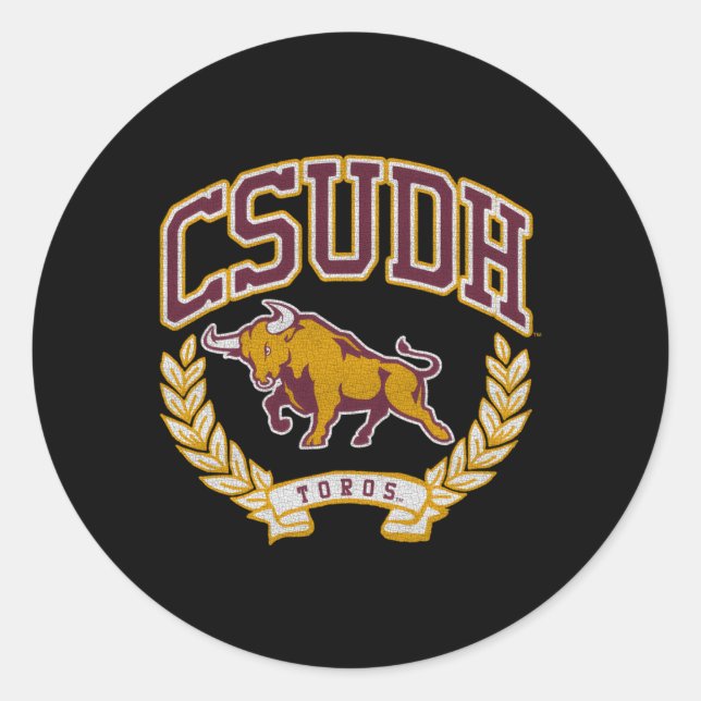 Sticker Rond Cal State Dominguez Hills Toros Victoire (Devant)