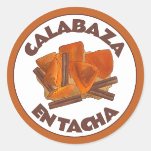 Sticker Rond Calabaza en Tacha Mexicaine Citrouille à canne Des