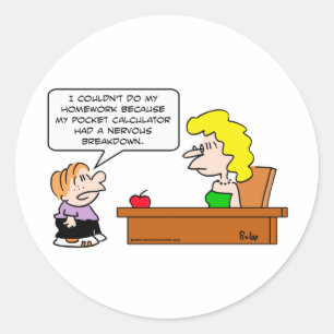 Sticker Rond calculatrice de poche scolaire devoirs
