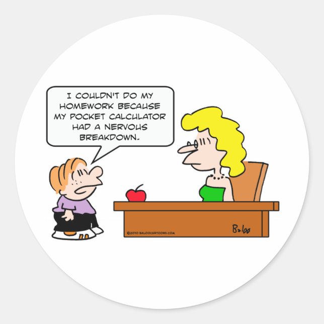 Sticker Rond calculatrice de poche scolaire devoirs (Devant)