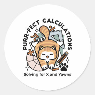 Sticker Rond Calculs Parfaits – Création de chat de maths drôle