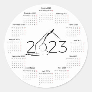 Sticker Rond Calendrier 2023 pour instructeur Pilates grande ho