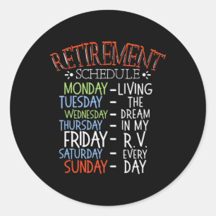 Sticker Rond Calendrier de retraite de la vie de camping Van Rv