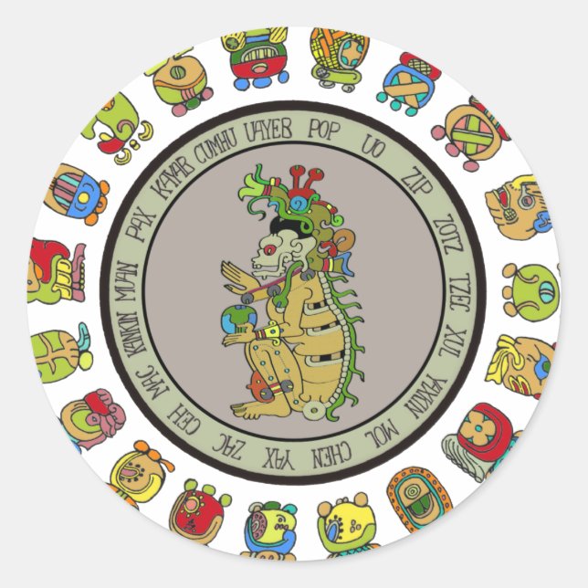 Sticker Rond calendrier maya Dieu de la mort (Devant)