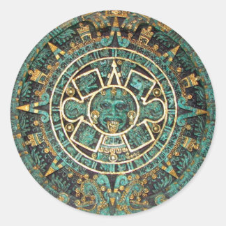 Sticker Rond Calendrier rond antique maya aztèque de disque