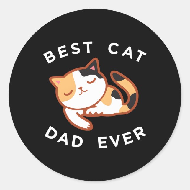 Sticker Rond Calico Chat Papa Meilleur Kitty Père Jamais (Devant)