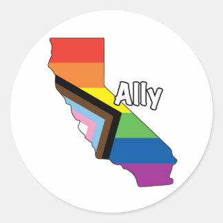 Sticker Rond California Pride - Ally Progress Flag