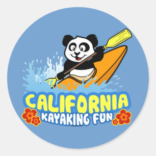 Sticker Rond Californie Kayaking Fun Panda