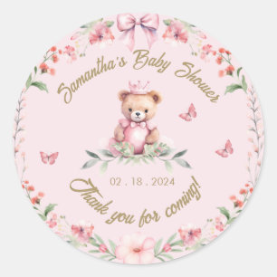 Sticker Rond Câlins d'ours en peluche et baisers de papillon :