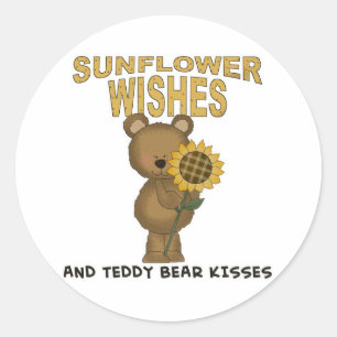 Sticker Rond Câlins d'ours en peluche Souhaits de tournesol