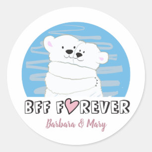 Sticker Rond Câlins d'ours polaire BFF Amitié