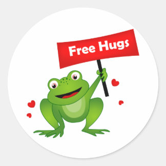 Sticker Rond câlins gratuits grenouille mignonne