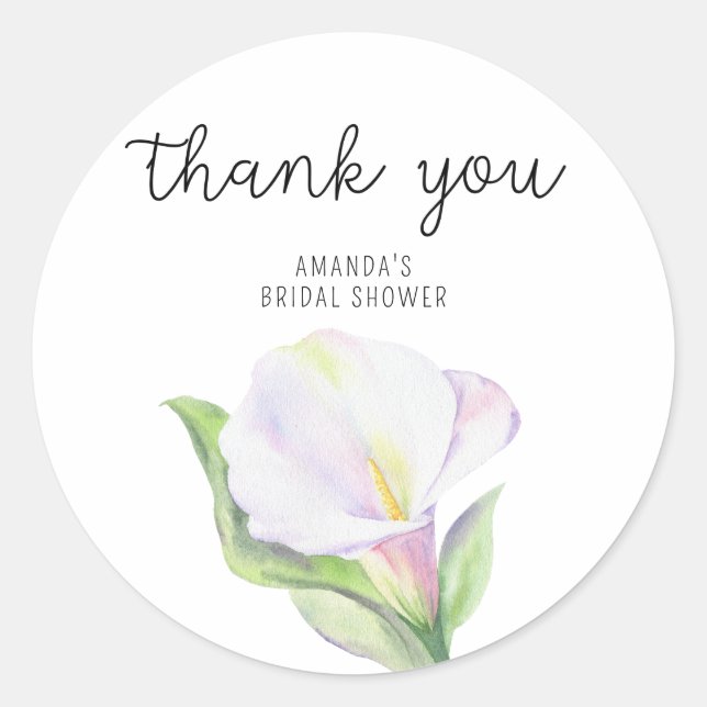 Sticker Rond Calla blanc - remerciement pour enterrement de vie (Devant)