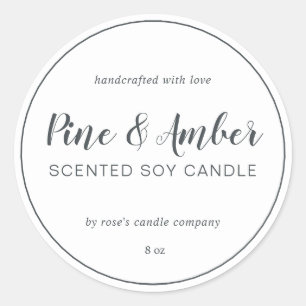 Sticker Rond Calligraphie Chic Chandelle De Soja Faite Maison H