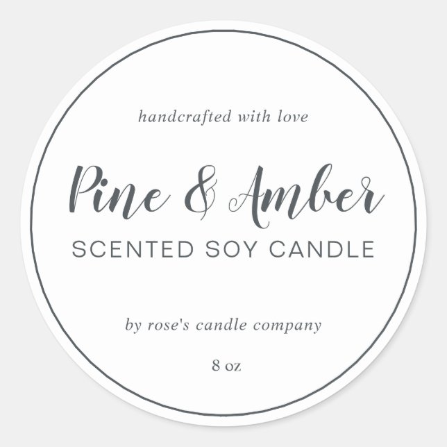 Sticker Rond Calligraphie Chic Chandelle De Soja Faite Maison H (Devant)