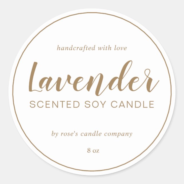 Sticker Rond Calligraphie Chic Or Chandelle Soy Maison (Devant)