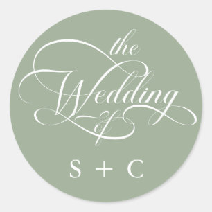 Sticker Rond Calligraphie classique romantique Mariage Sage Gre