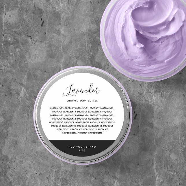 Sticker Rond Calligraphie Couleurs modifiables Ingrédients de c (Créateur téléchargé)