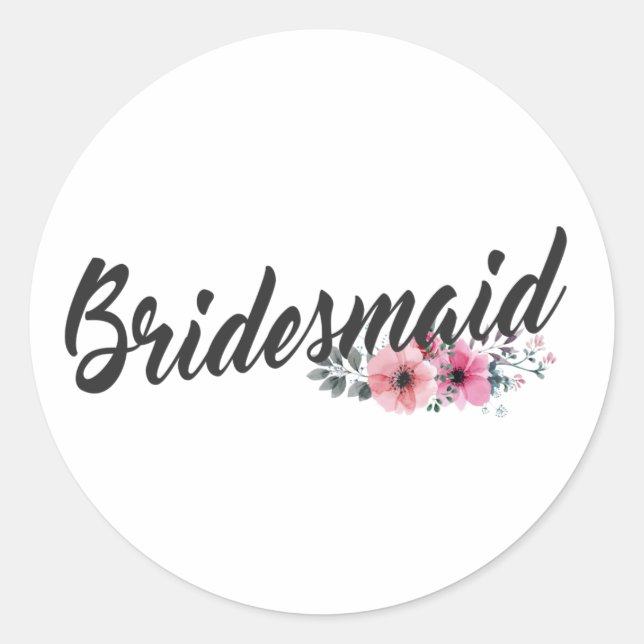 Sticker Rond Calligraphie de mariage simple pour demoiselle d'h (Devant)