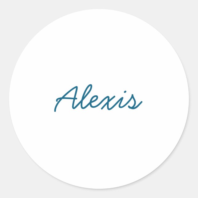Sticker Rond Calligraphie de nom Script Plain Simple Blanc Bleu (Devant)