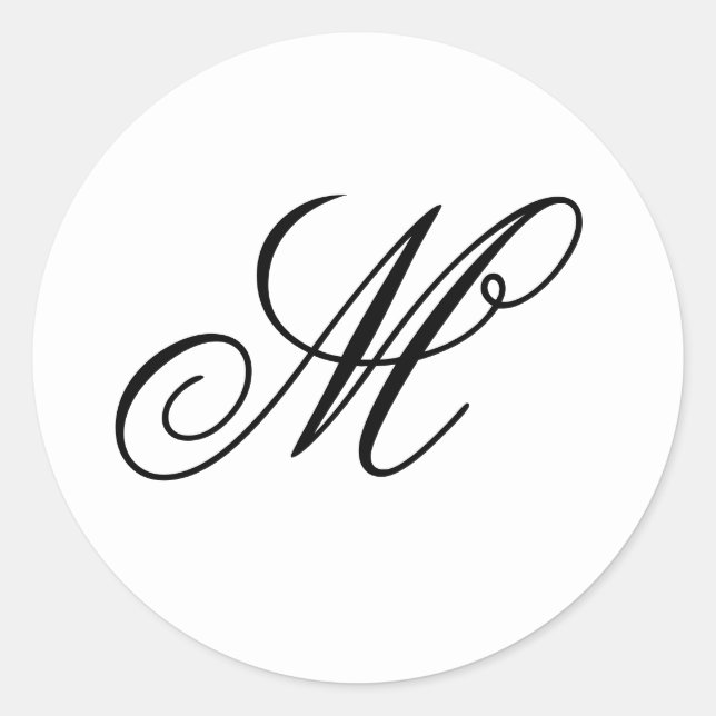 Sticker Rond Calligraphie de script fantaisie Monogramme blanc  (Devant)