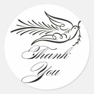 Sticker Rond Calligraphie Dove et Merci Texte