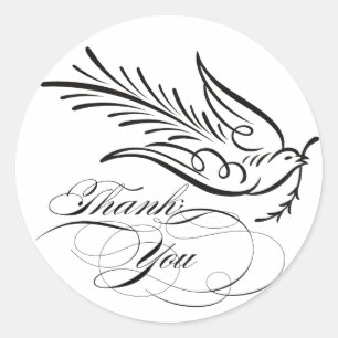 Sticker Rond Calligraphie Dove et Merci Texte