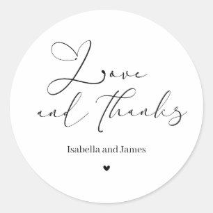 Sticker Rond Calligraphie élégante Love and Thanks Remerciement