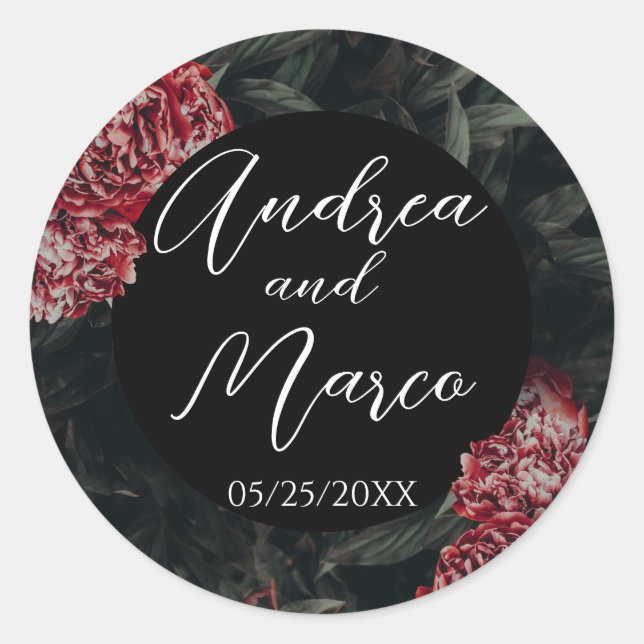 Sticker Rond Calligraphie Floral Mariage gothique (Devant)