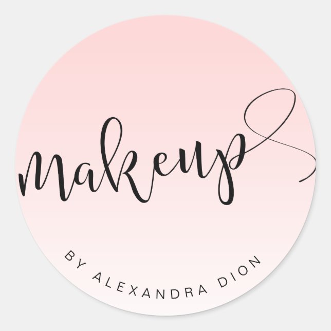 Sticker Rond Calligraphie manuscrite simple rose clair (Devant)