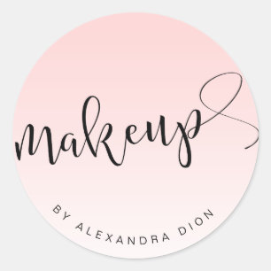 Sticker Rond Calligraphie manuscrite simple rose clair