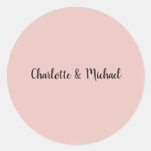 Sticker Rond Calligraphie mariage Elégant Rose Nom de la plaine
