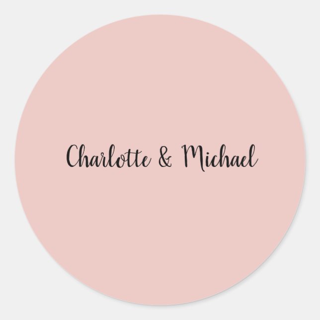 Sticker Rond Calligraphie mariage Elégant Rose Nom de la plaine (Devant)