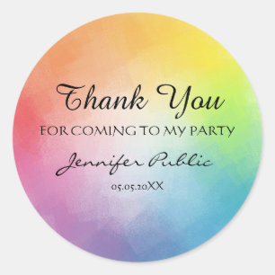 Sticker Rond Calligraphie Merci Texte Élégant Couleurs Arc-en-c