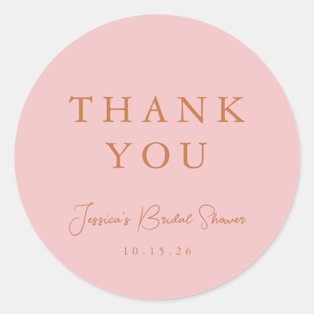 Sticker Rond Calligraphie minimale rose Merci pour la Baby Show (Devant)