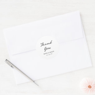 Sticker Rond Calligraphie minimaliste de stylo Mariage blanc