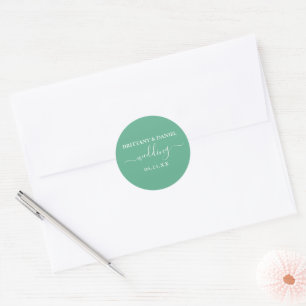 Sticker Rond Calligraphie Mint Vert Mariage Enveloppe Phoques