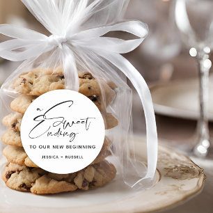 Sticker Rond Calligraphie moderne douce fin mariage Faveur