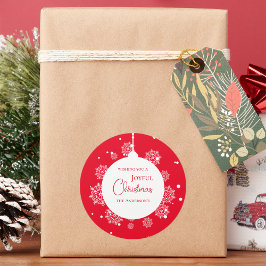 Sticker Rond Calligraphie moderne ornement de Noël Gras Rouge