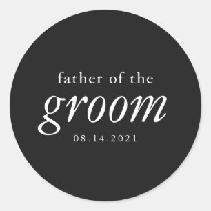 Sticker Rond Calligraphie moderne Père du Mariage Groom