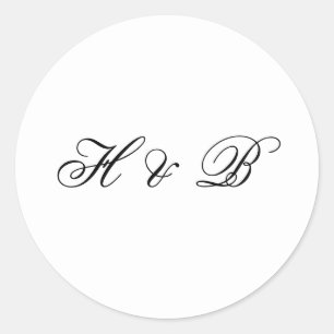 Sticker Rond Calligraphie Monogramme noir et blanc Mariage offi