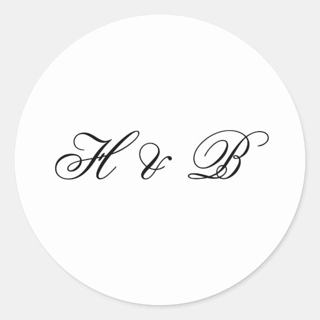 Sticker Rond Calligraphie Monogramme noir et blanc Mariage offi (Devant)