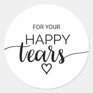 Sticker Rond Calligraphie noire simple Joyeuse Larmes Tissu