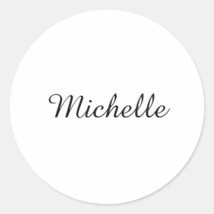 Sticker Rond Calligraphie Nom Creative Trendy White