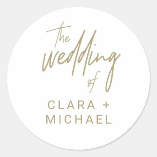 Sticker Rond Calligraphie or lunaire Mariage Enveloppe Phoques