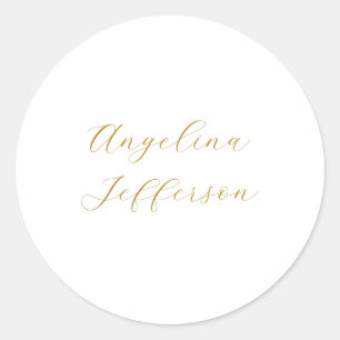 Sticker Rond Calligraphie Professionnel Élégant Couleur Or