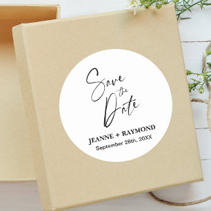 Sticker Rond Calligraphie romantique Mariage Enregistrer la dat