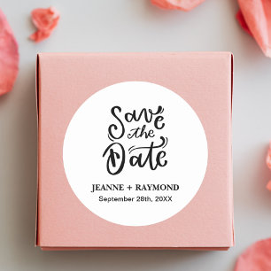 Sticker Rond Calligraphie romantique Mariage personnalisé Enreg